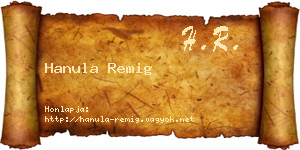 Hanula Remig névjegykártya
